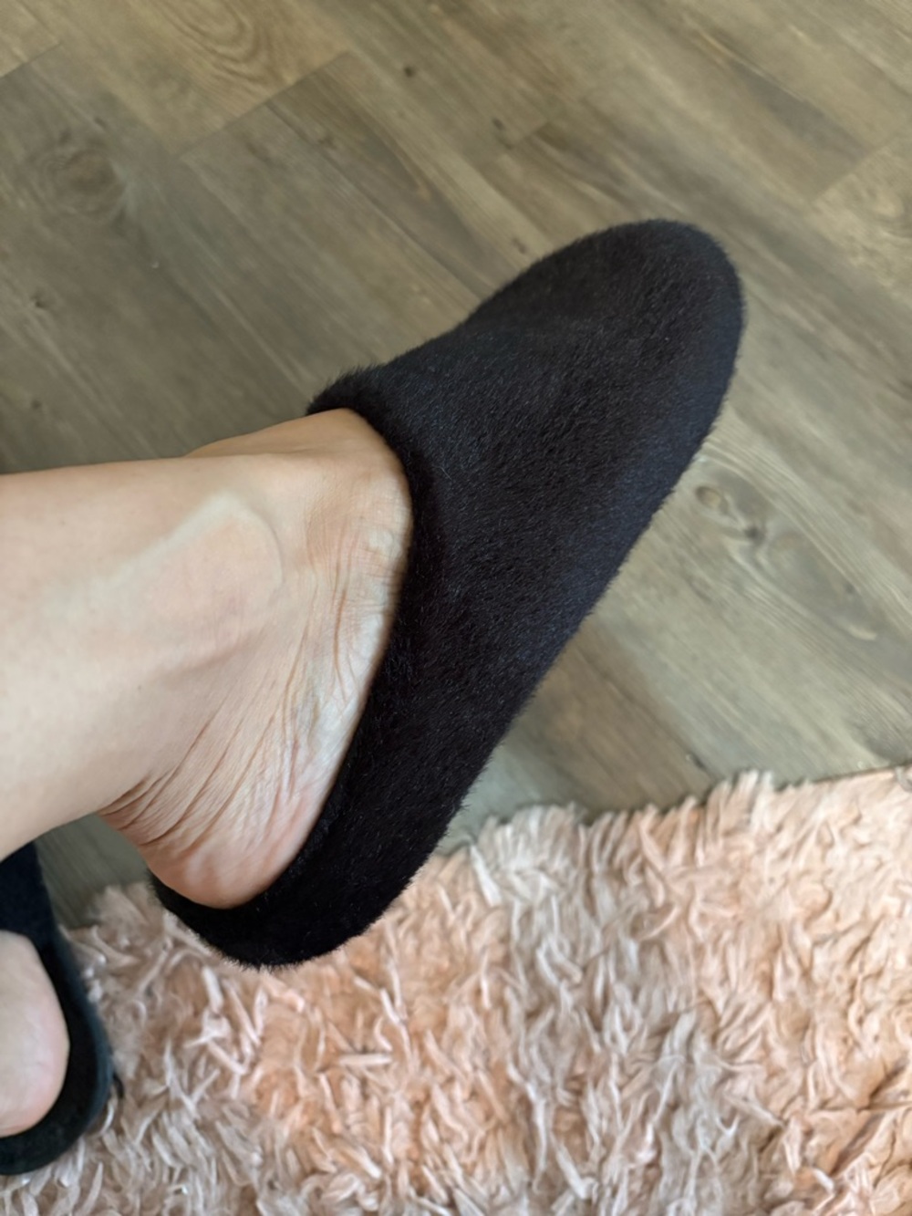 Faux Fur Black Slip-On Mules - Picture 2 of 3